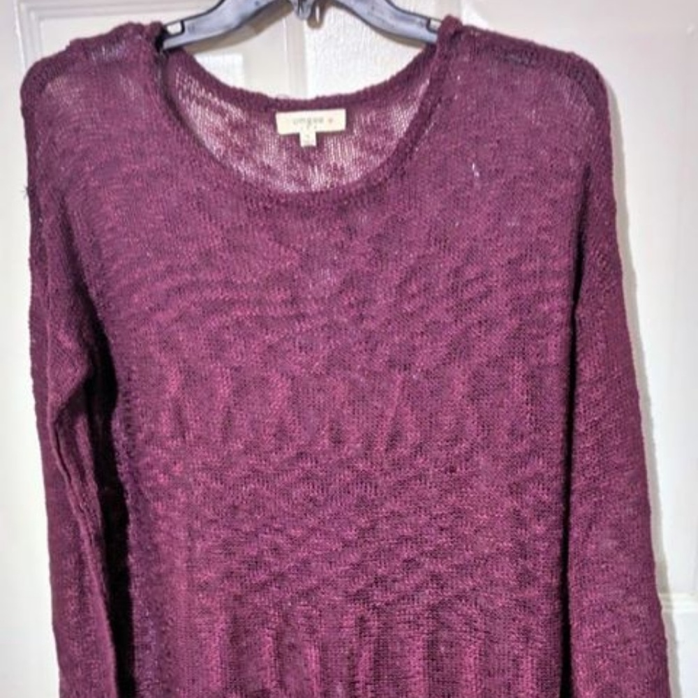 UMGEE DARK PLUM FRINGED SWEATER